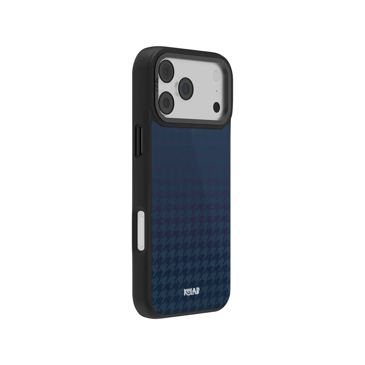 KELAB iPhone Case blue gradient textile pattern with black protective raised edges