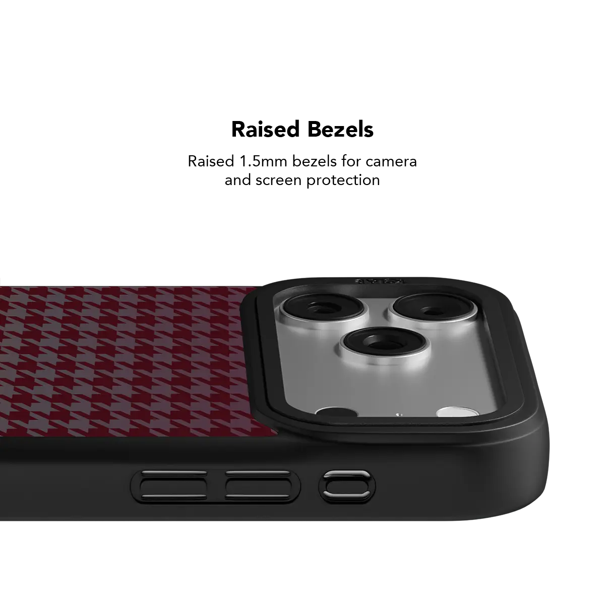 KELAB iPhone Case black tough MagSafe with gradient textile back and triple camera lens openings