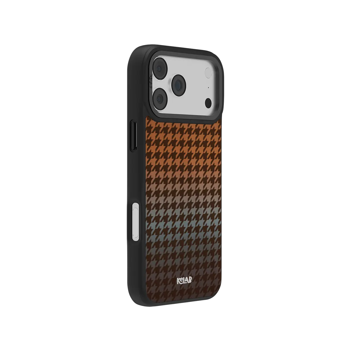 Houndstooth KELAB iPhone Case brown orange with gradient textile pattern and raised edge protection