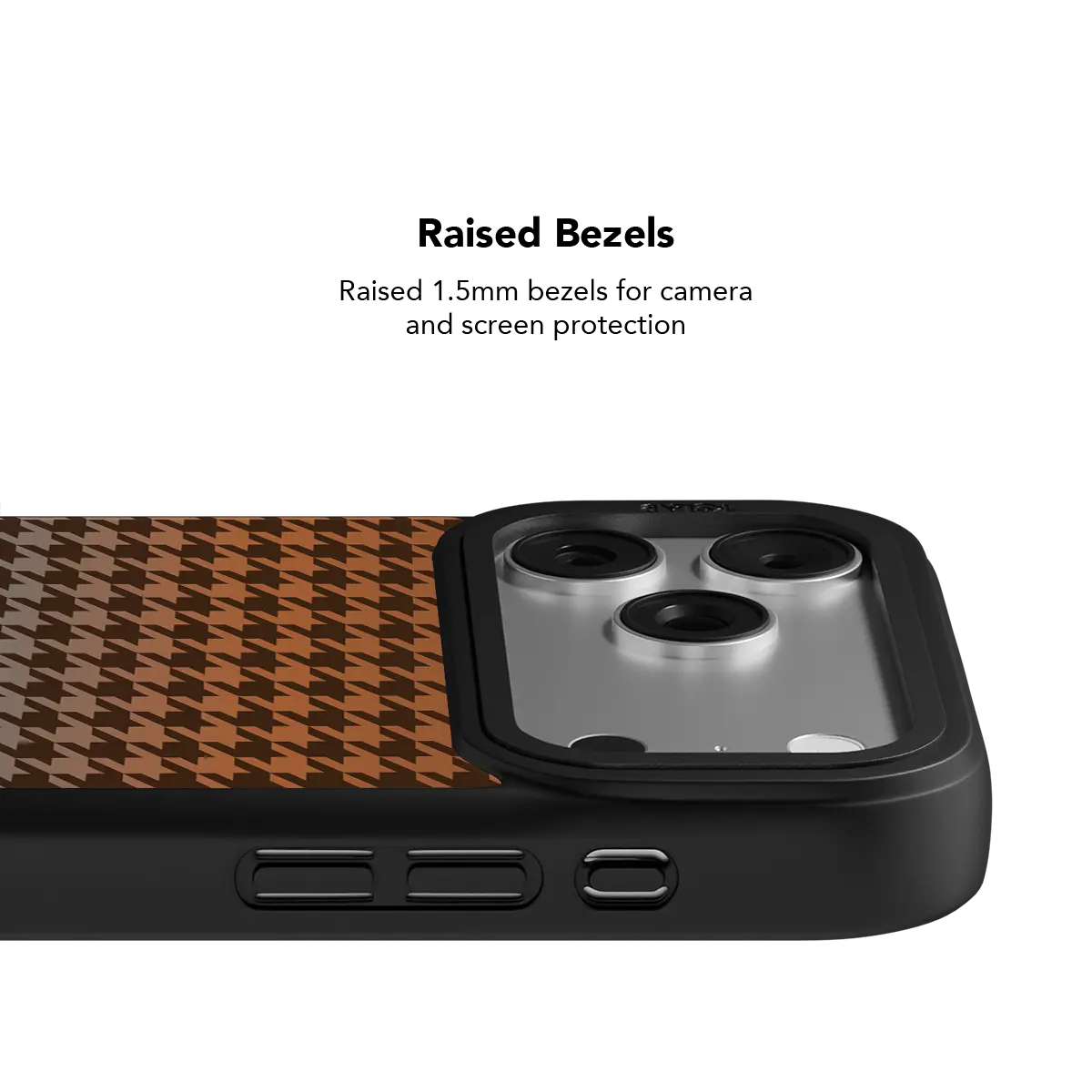 Rugged KELAB iPhone Case black with brown orange gradient back and triple lens protection