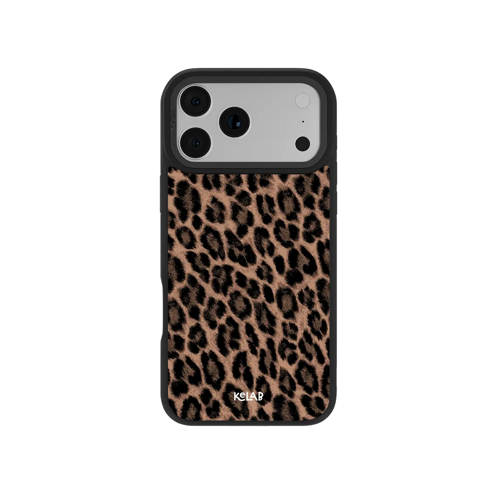 Golden Prowl brown leopard print iPhone case with realistic tan and black rosettes by KELAB.