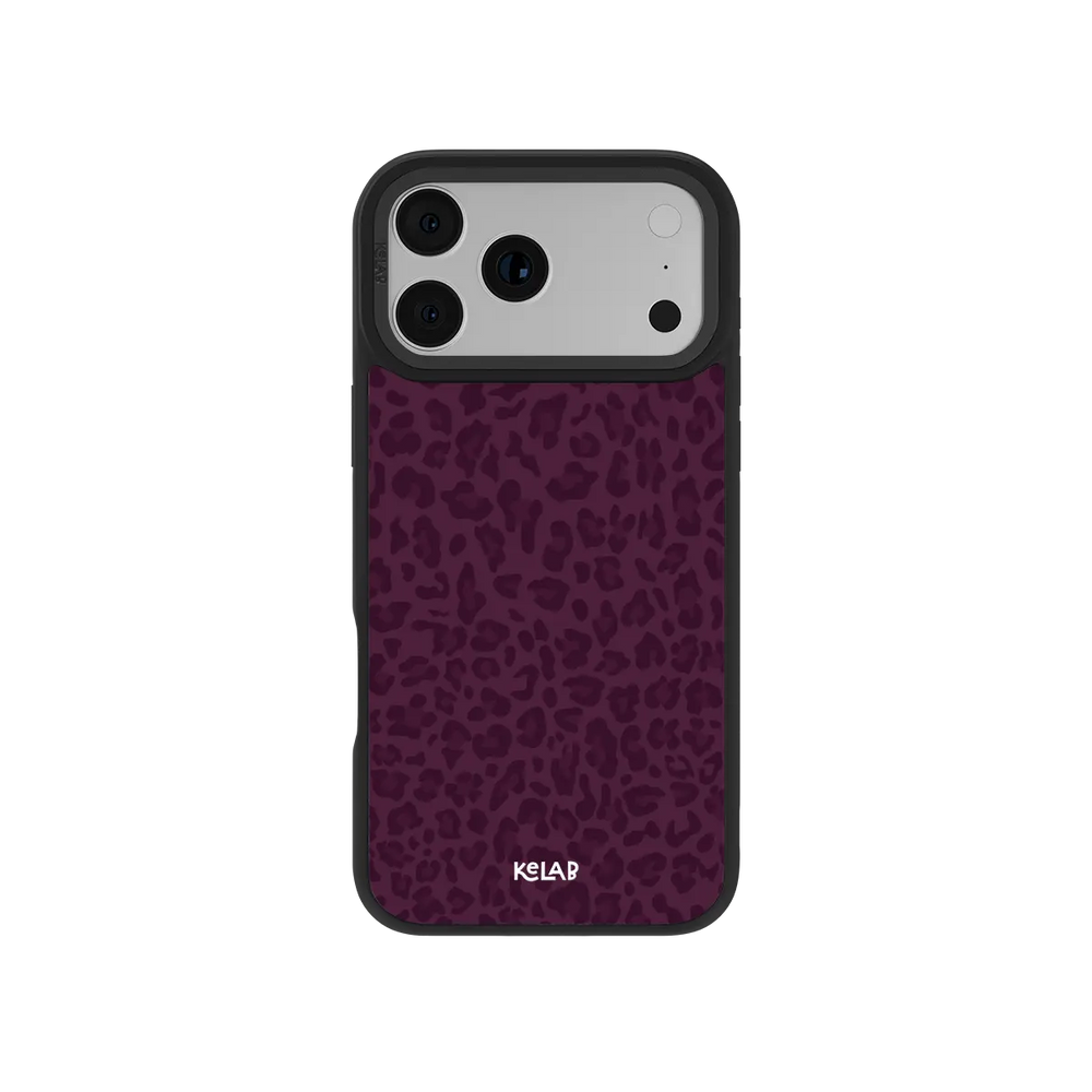 Dark Cherry deep wine leopard print iPhone case with tonal plum rosettes by KELAB.