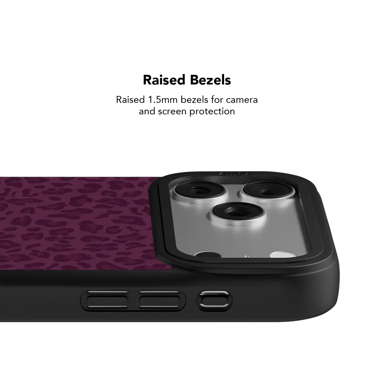 Dark Cherry burgundy leopard print phone case with raised bezels for screen and camera protection.