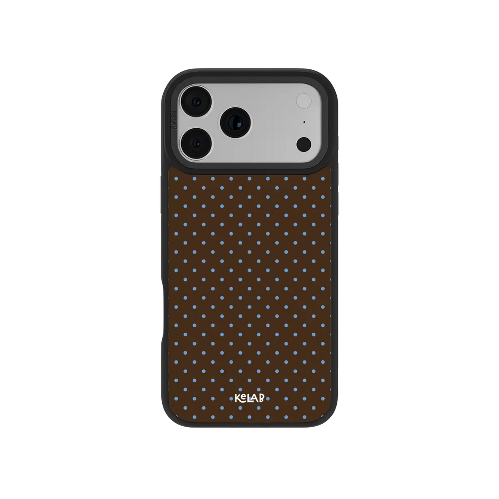Brown Polka Dot KELAB iPhone Case Magsafe compatible with blue dot pattern phone cover