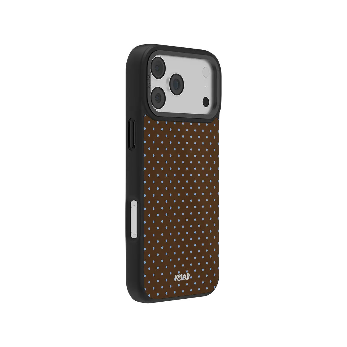 KELAB Polka Dot iPhone Case brown with blue dots Magsafe ring protection