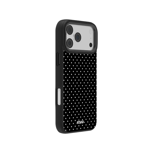 Polka Dot KELAB iPhone Case black with white dots and Magsafe compatibility for iPhone