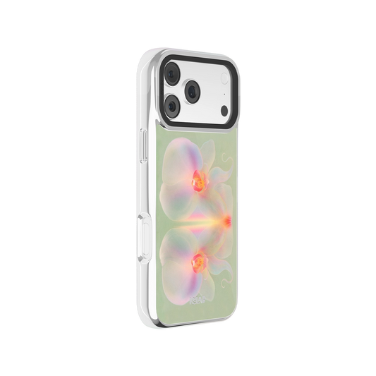 Botanical iPhone Case in iridescent green with floral design for iPhone 14 Pro Max and other models