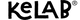 Logo KELAB with a white emblem and stacked lettering on a black rectangular background