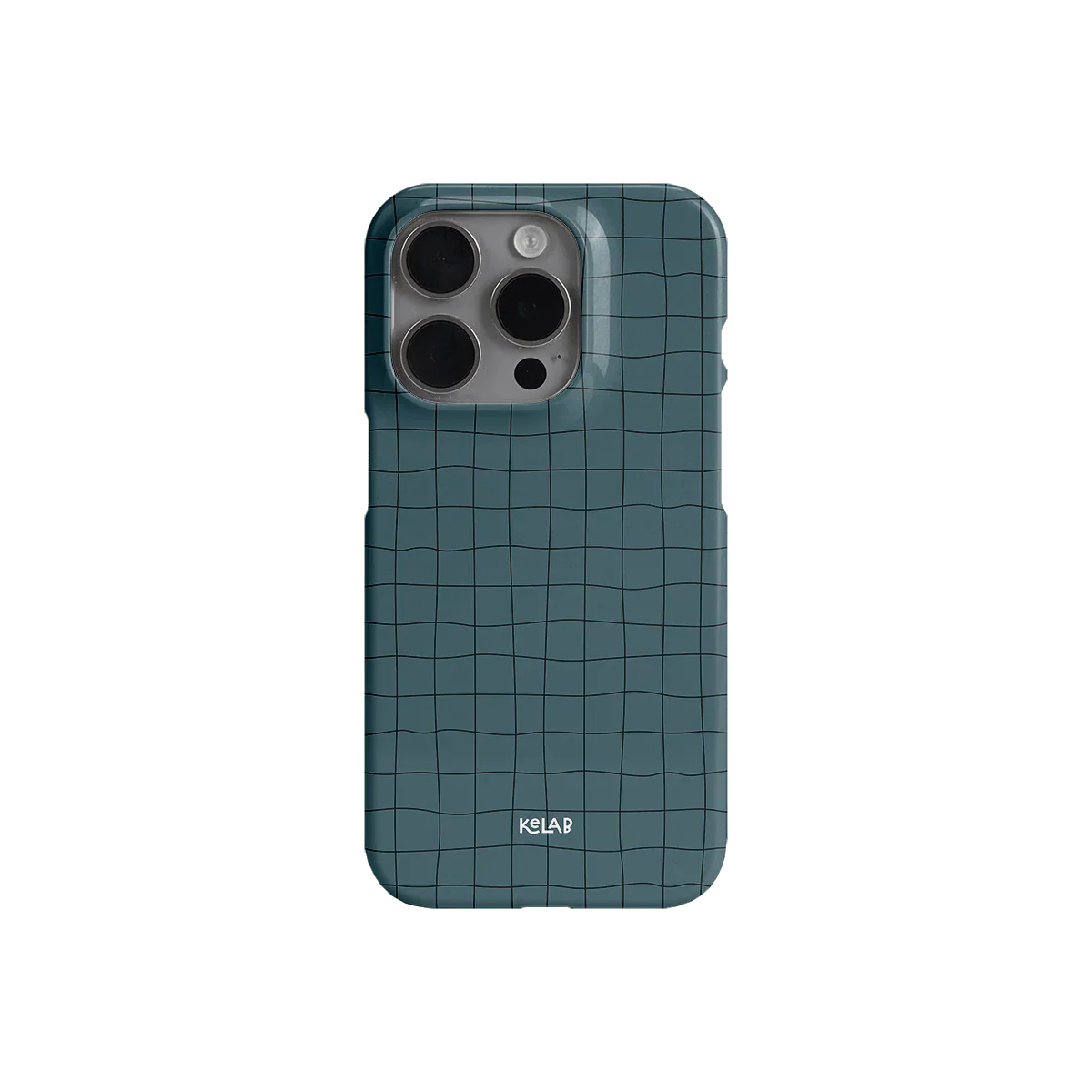 KELAB’s dark green striped iPhone case with minimalist grid pattern, combining sleek design with reliable phone protection.