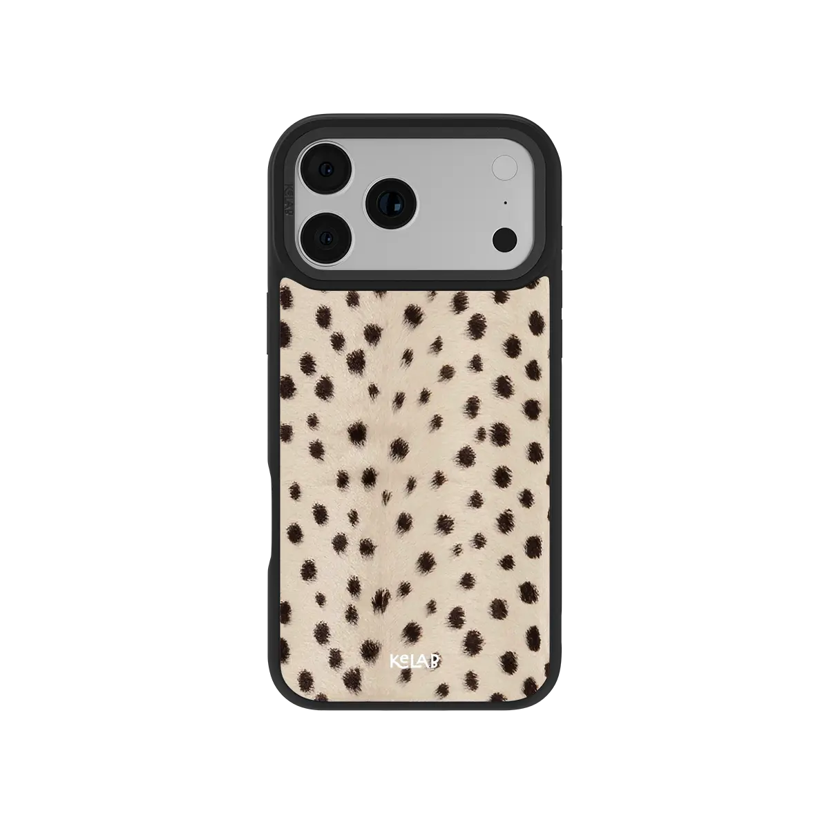 Spot On cream cheetah print iPhone case with small solid black spots on warm white by KELAB.