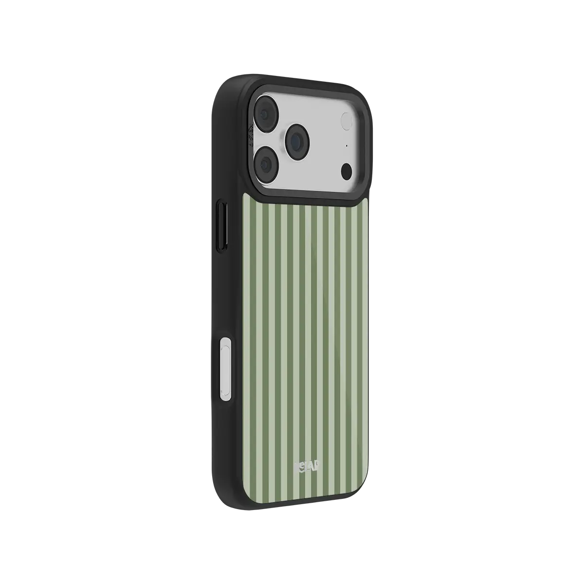 Striped KELAB iPhone Case with green and black slim MagSafe compatible phone cover