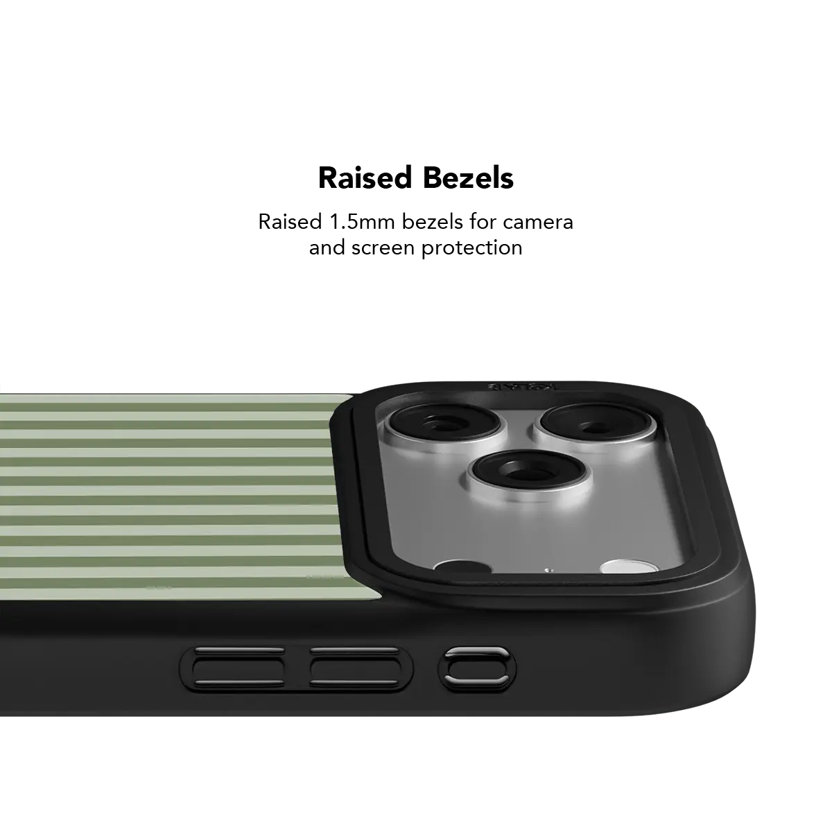 Striped KELAB iPhone Case with MagSafe compatibility, green and black phone cover