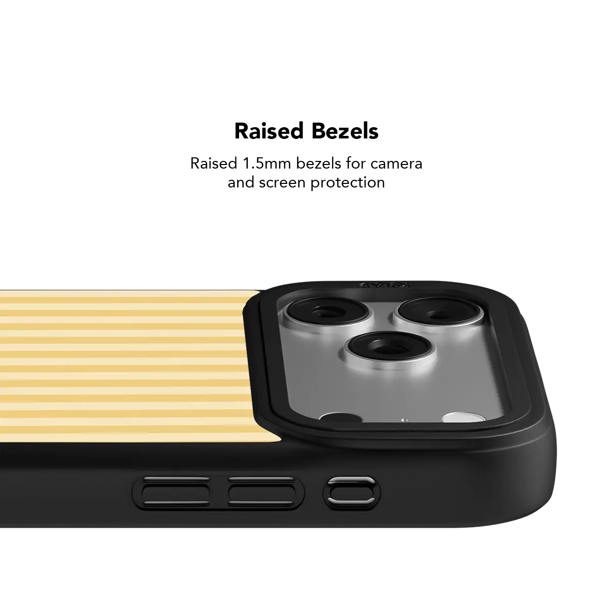 Striped KELAB iPhone Case yellow and black slim form fitting with raised camera lip