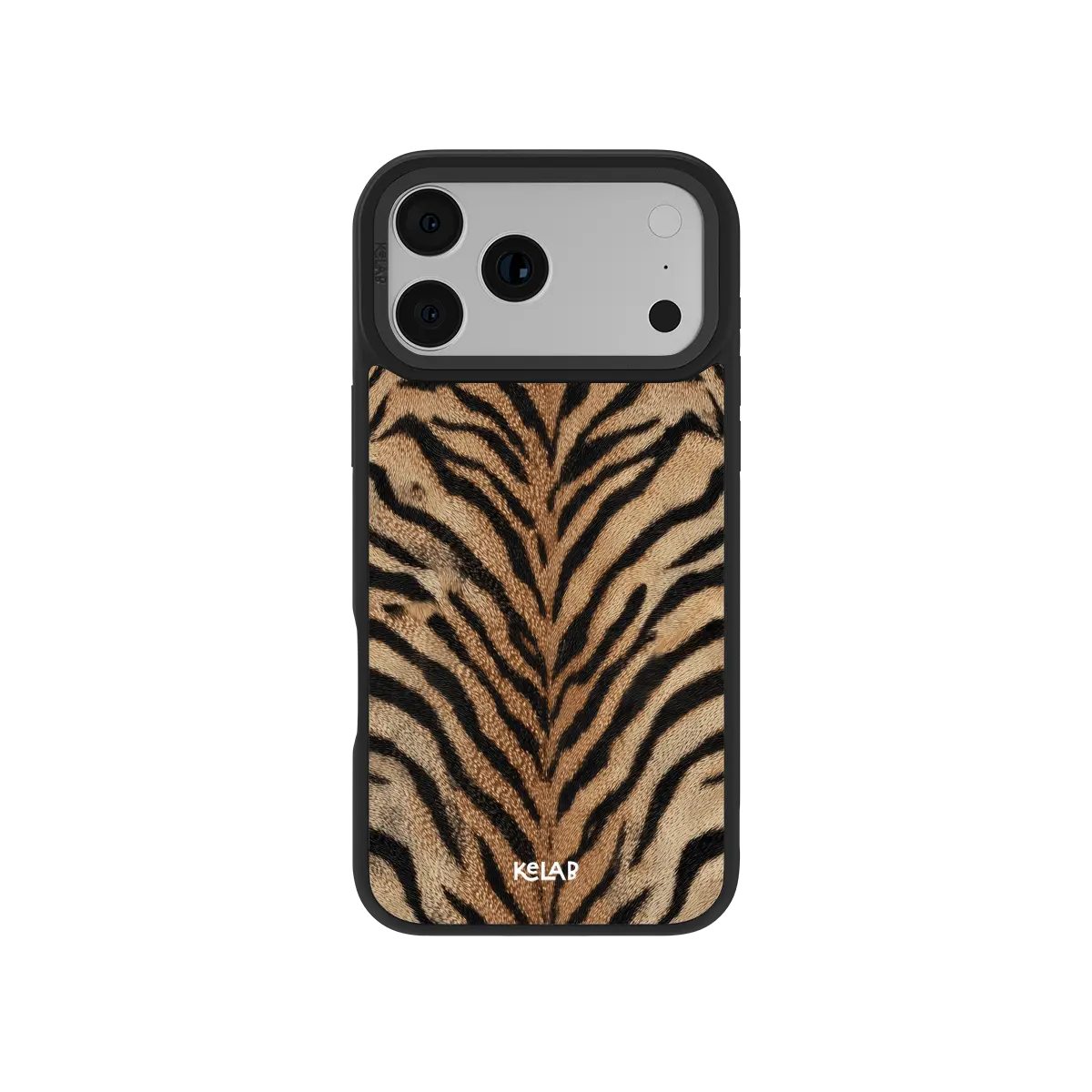 Bengal Glow tiger print KELAB iPhone case with a Chrome MagSafe ring.