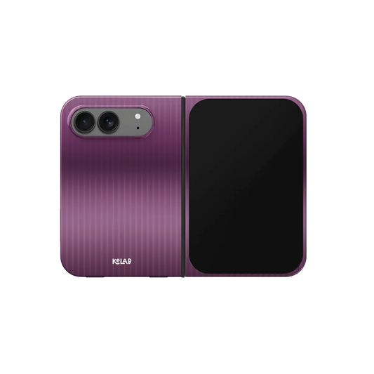 Purple Gradient Fluted Glass, Aura iPhone 18 Fold Case, unfolded front view