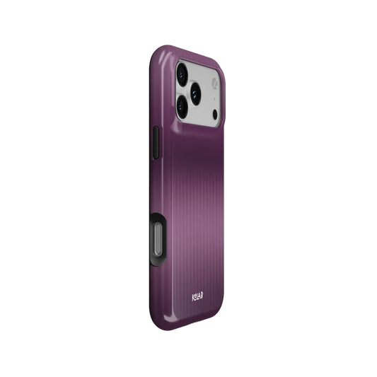 KELAB iPhone case with gradient fluted glass pattern and glossy ombre purple finish