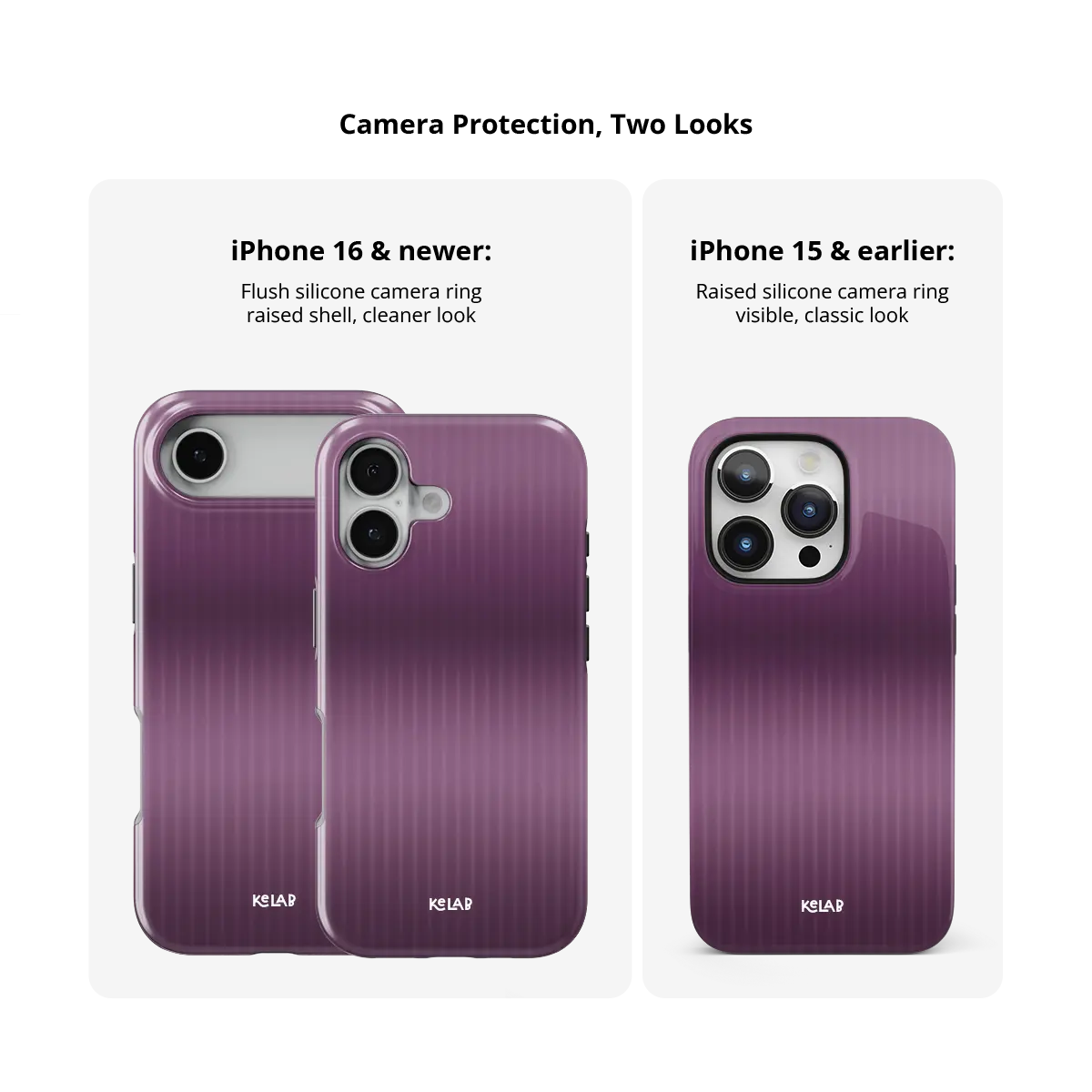KELAB iphone case with gradient fluted glass pattern and vertical ribbed finish in purple