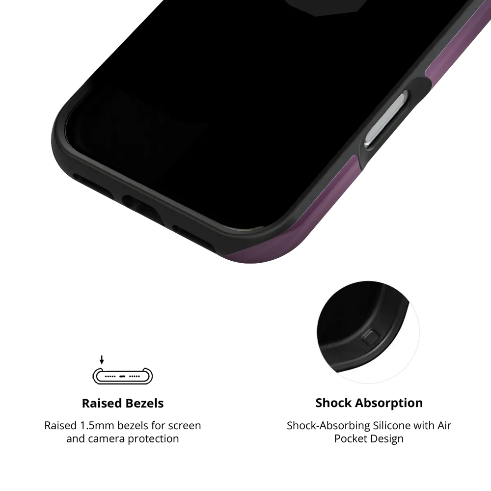 KELAB iphone case with gradient fluted glass pattern, purple edge and raised camera lip