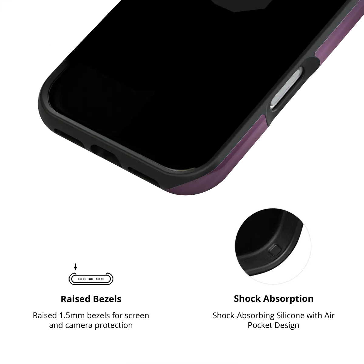 KELAB iphone case with gradient fluted glass pattern, purple edge and raised camera lip