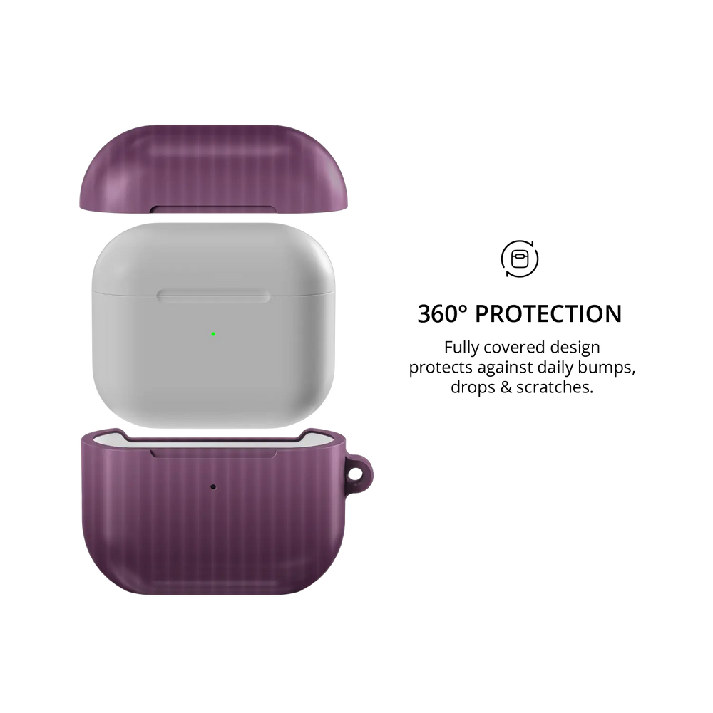 Purple Fluted Glass Gradient Ombre AirPods Case, 360-degree protective coverage