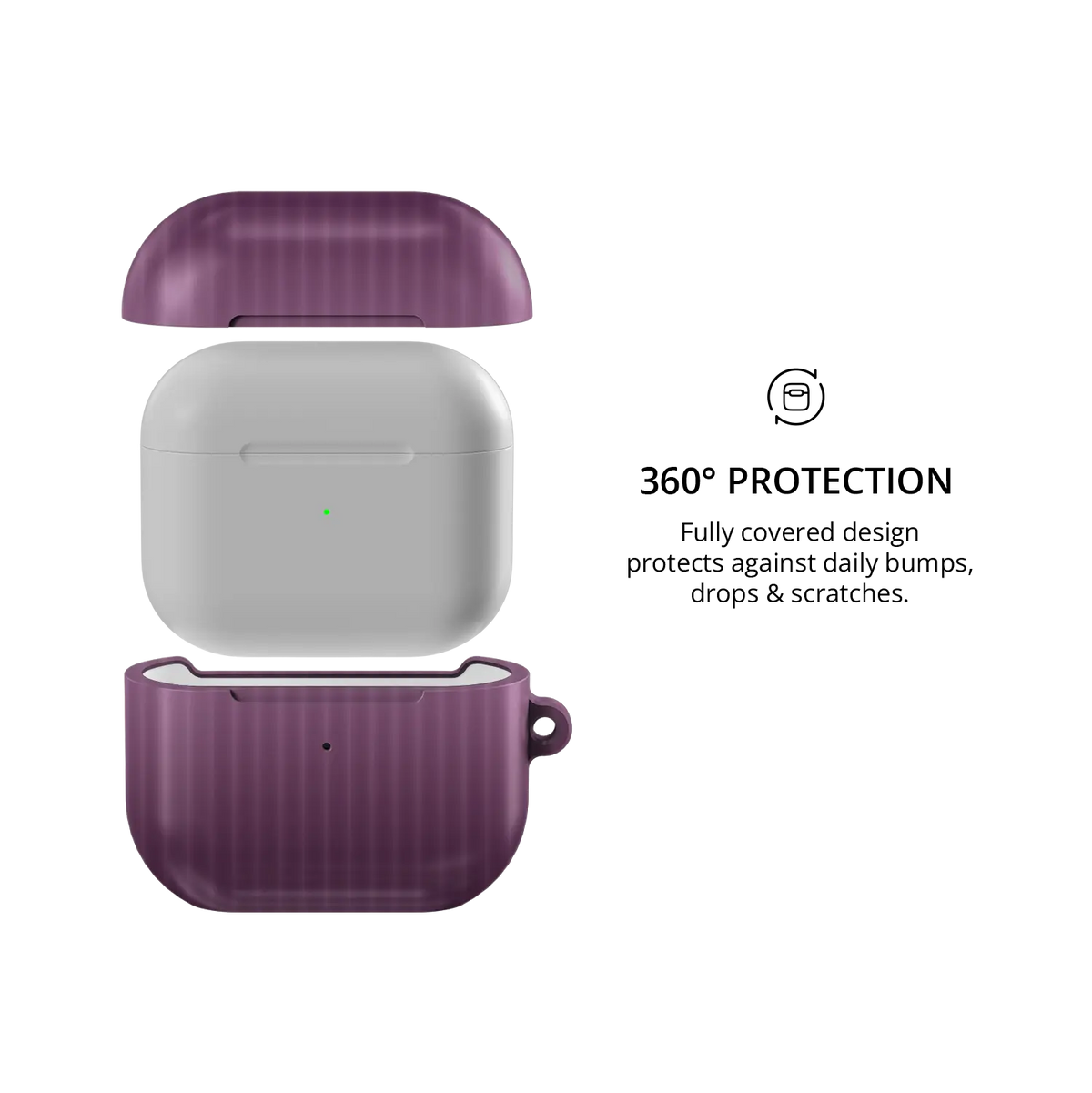 Purple Fluted Glass Gradient Ombre AirPods Case, 360-degree protective coverage