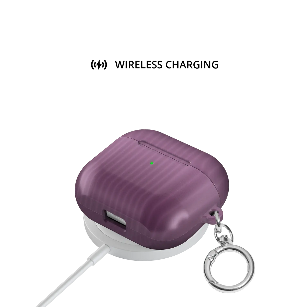 Purple Fluted Glass Gradient Ombre AirPods Case, on wireless charger