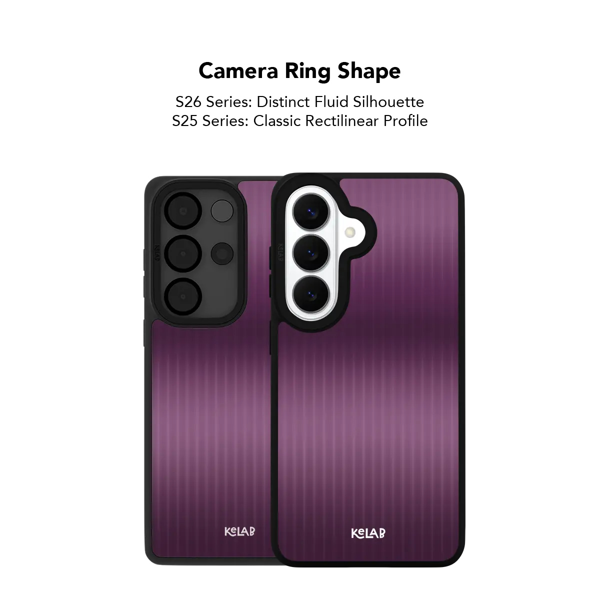 Close up of the camera ring cutout on the purple gradient fluted glass Samsung Galaxy case
