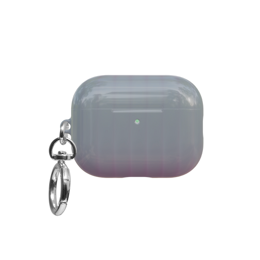 Pink Fluted Glass Gradient Ombre airpods pro case front view with closed lid and keychain