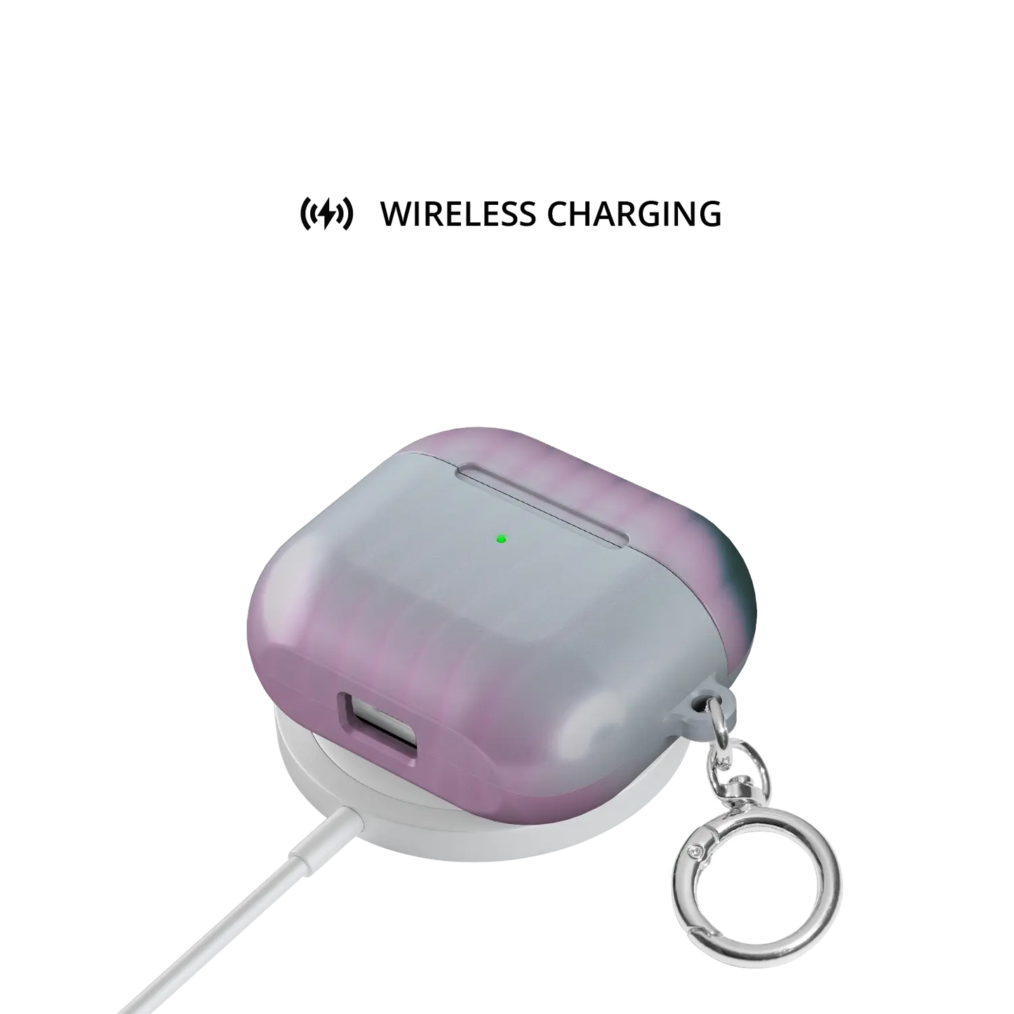 Dusk Bloom | Pink Fluted Glass Gradient Ombre AirPods Case - shown on wireless charger