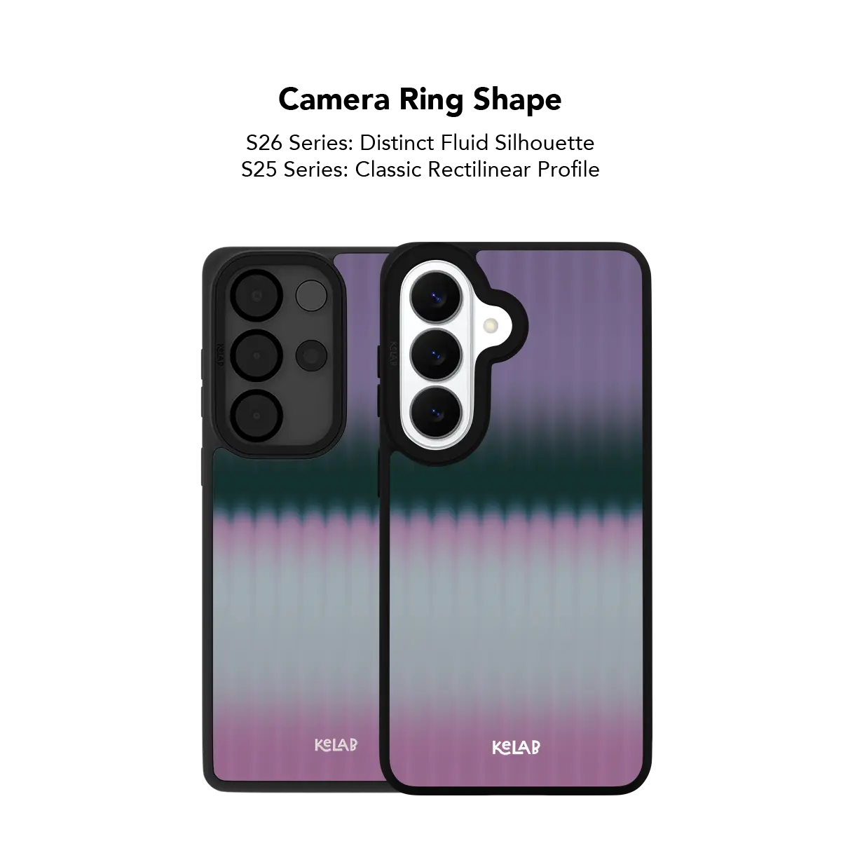 Close up of the camera ring cutout on the pink gradient fluted glass Samsung Galaxy case