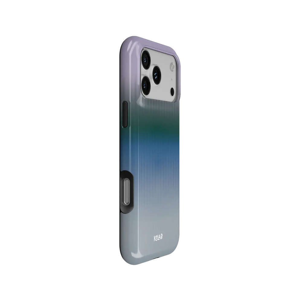 KELAB iPhone case with gradient fluted glass pattern and vertical ribbed finish, MagSafe-compatible