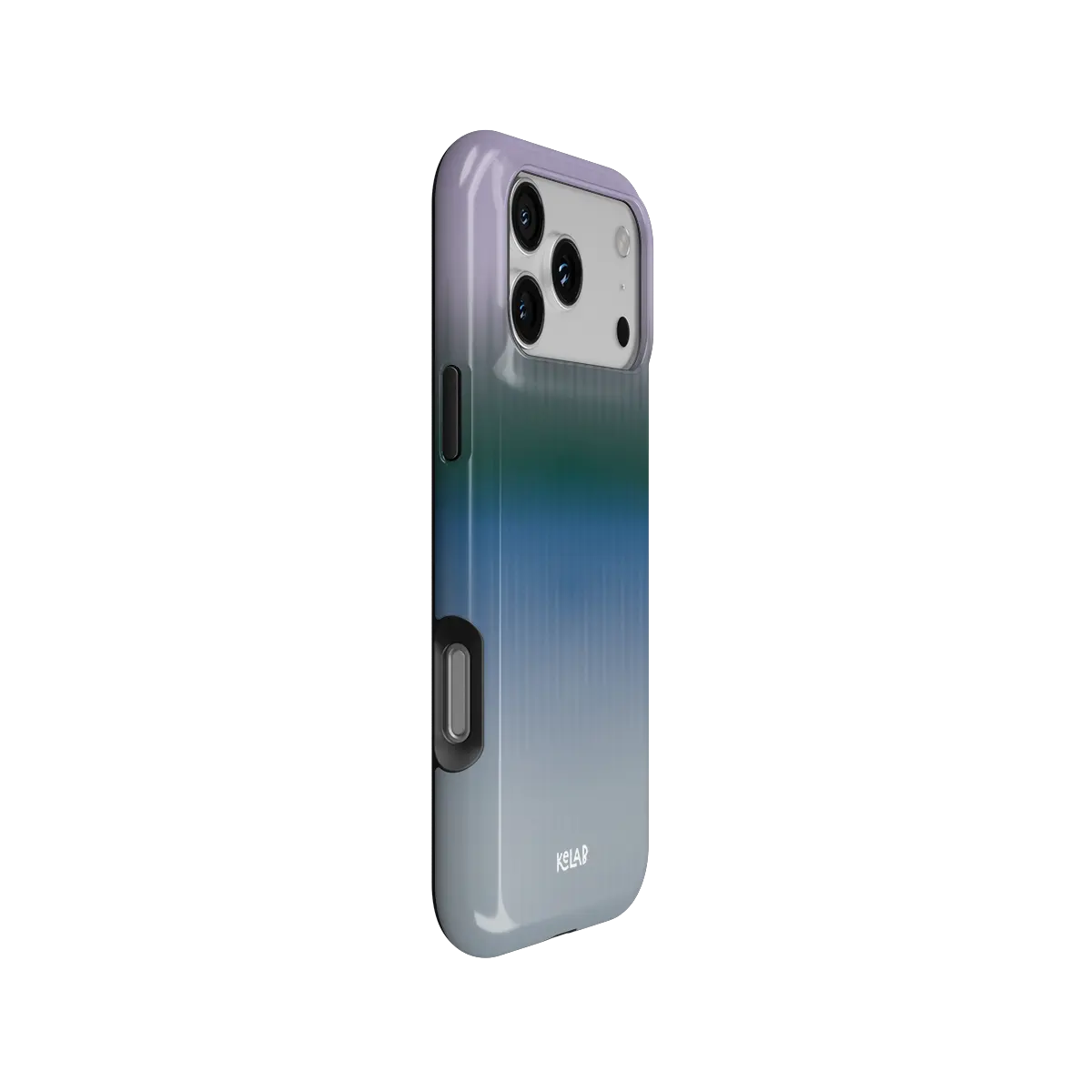 KELAB iPhone case with gradient fluted glass pattern and vertical ribbed finish, MagSafe-compatible