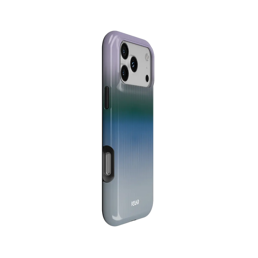 KELAB iPhone case with gradient fluted glass pattern and vertical ribbed finish, MagSafe-compatible