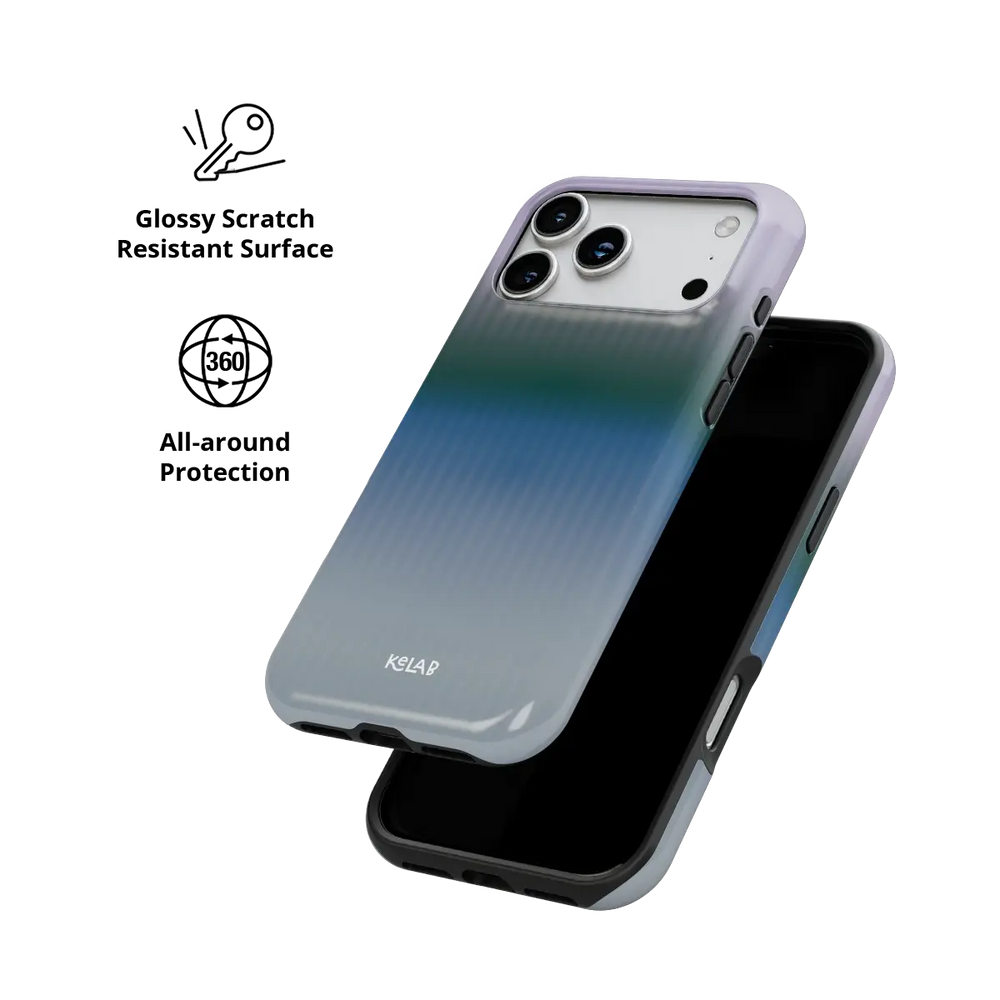 KELAB iphone case with gradient fluted glass pattern, vertical ribbed finish and MagSafe compatible design