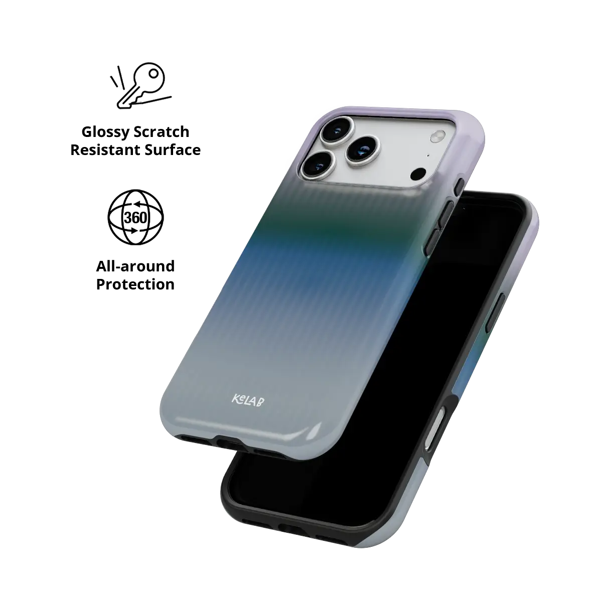 KELAB iphone case with gradient fluted glass pattern, vertical ribbed finish and MagSafe compatible design