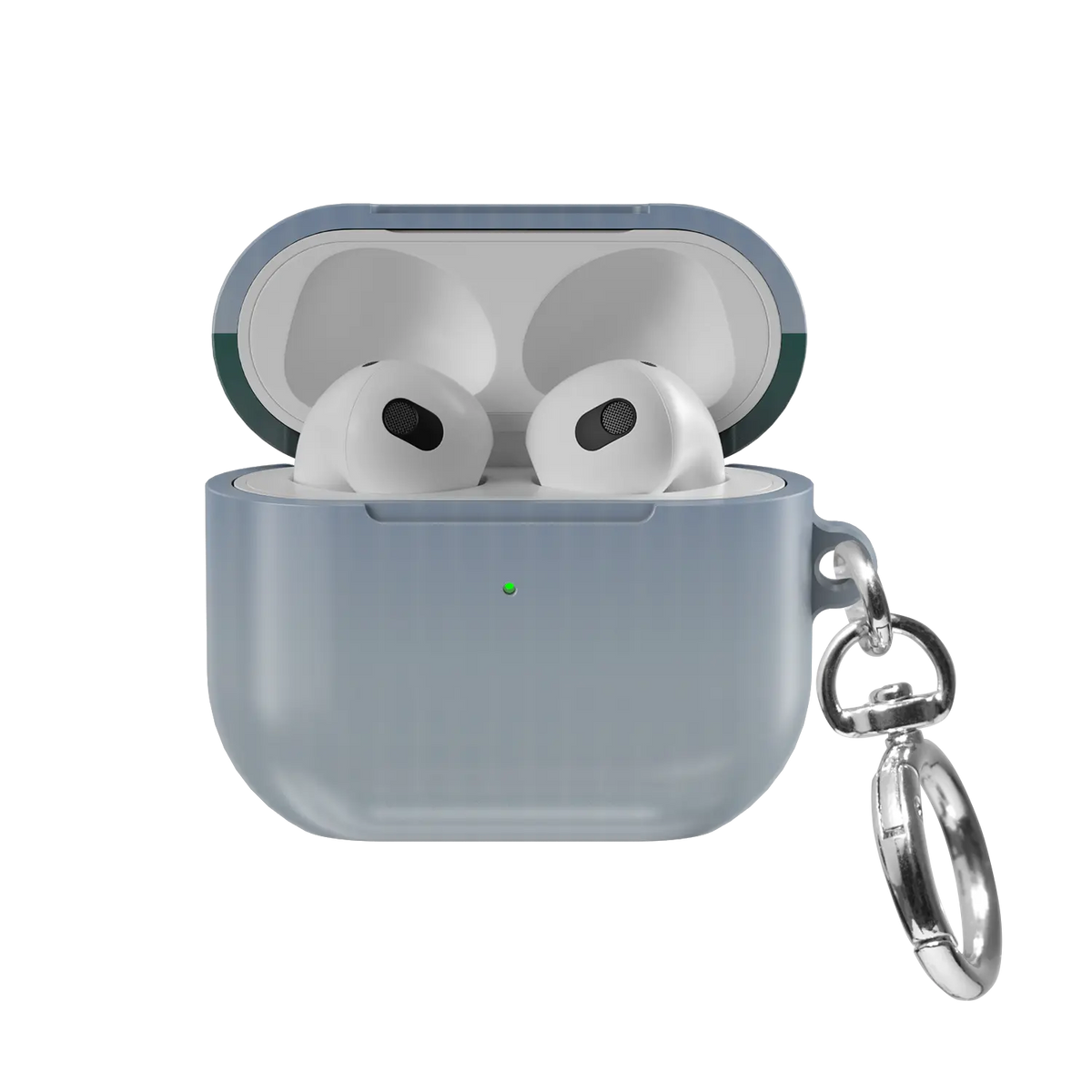 Blue Fluted Glass Gradient Ombre AirPods Case, front view with lid open