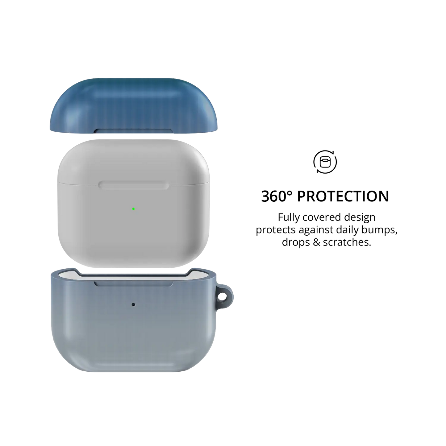 Blue Fluted Glass Gradient Ombre AirPods Case, 360-degree protective coverage