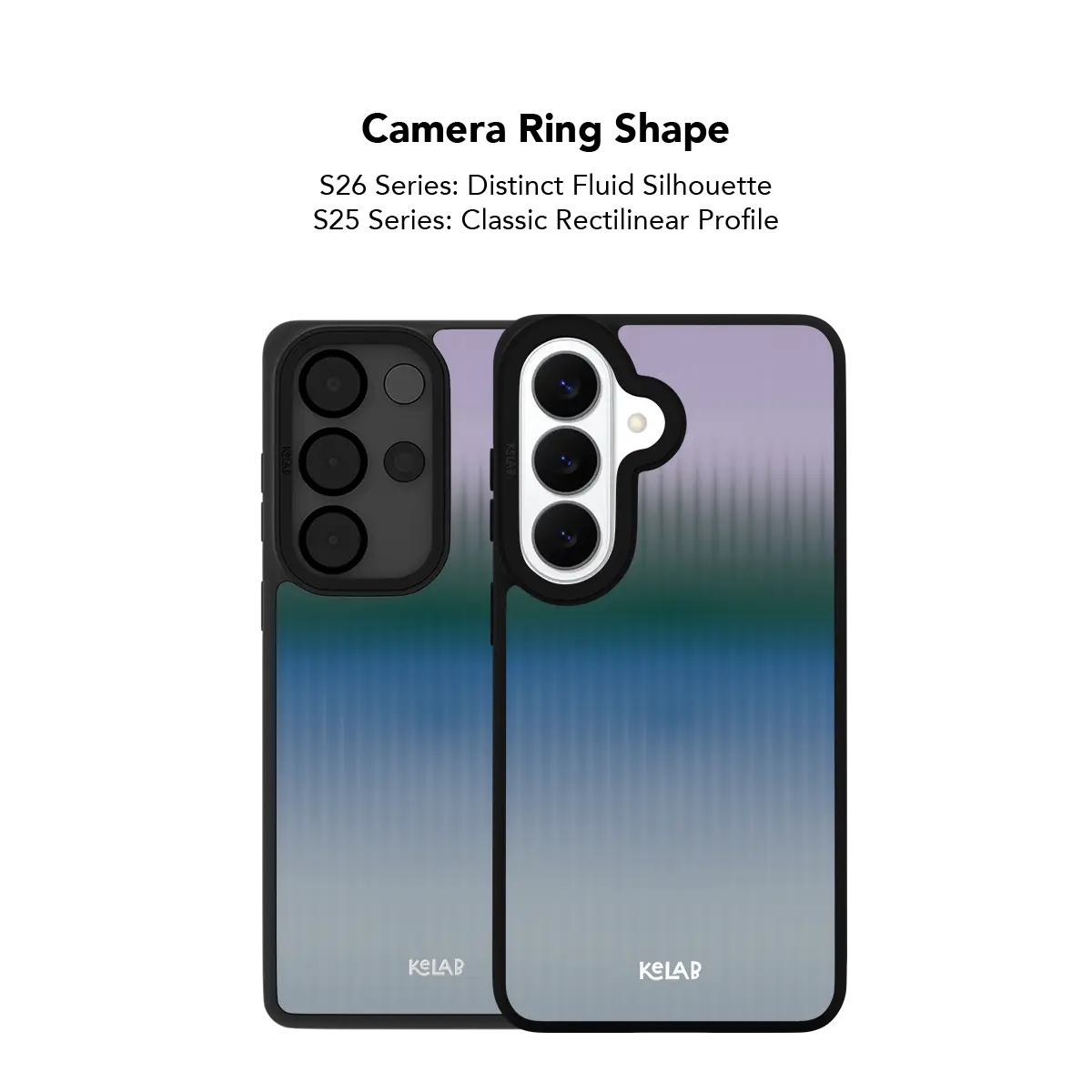 Close up of the camera ring cutout on the blue gradient fluted glass Samsung Galaxy case