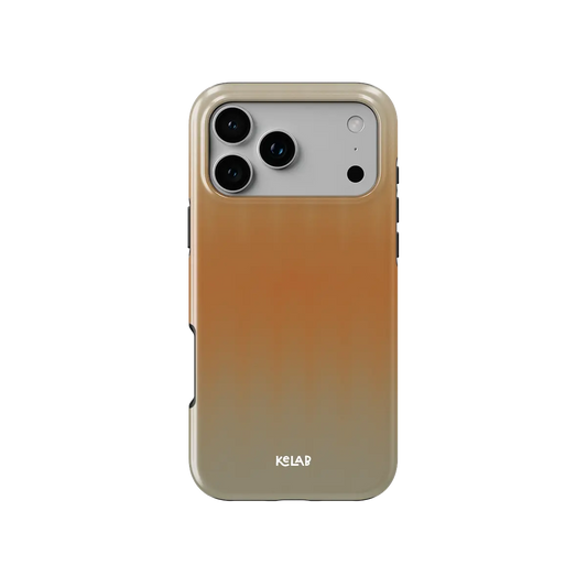 KELAB iphone case with gradient fluted glass pattern, raised lip and camera protection in tan