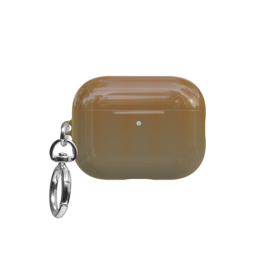 Orange Fluted Glass Gradient Ombre airpods pro case front view with closed lid and keychain