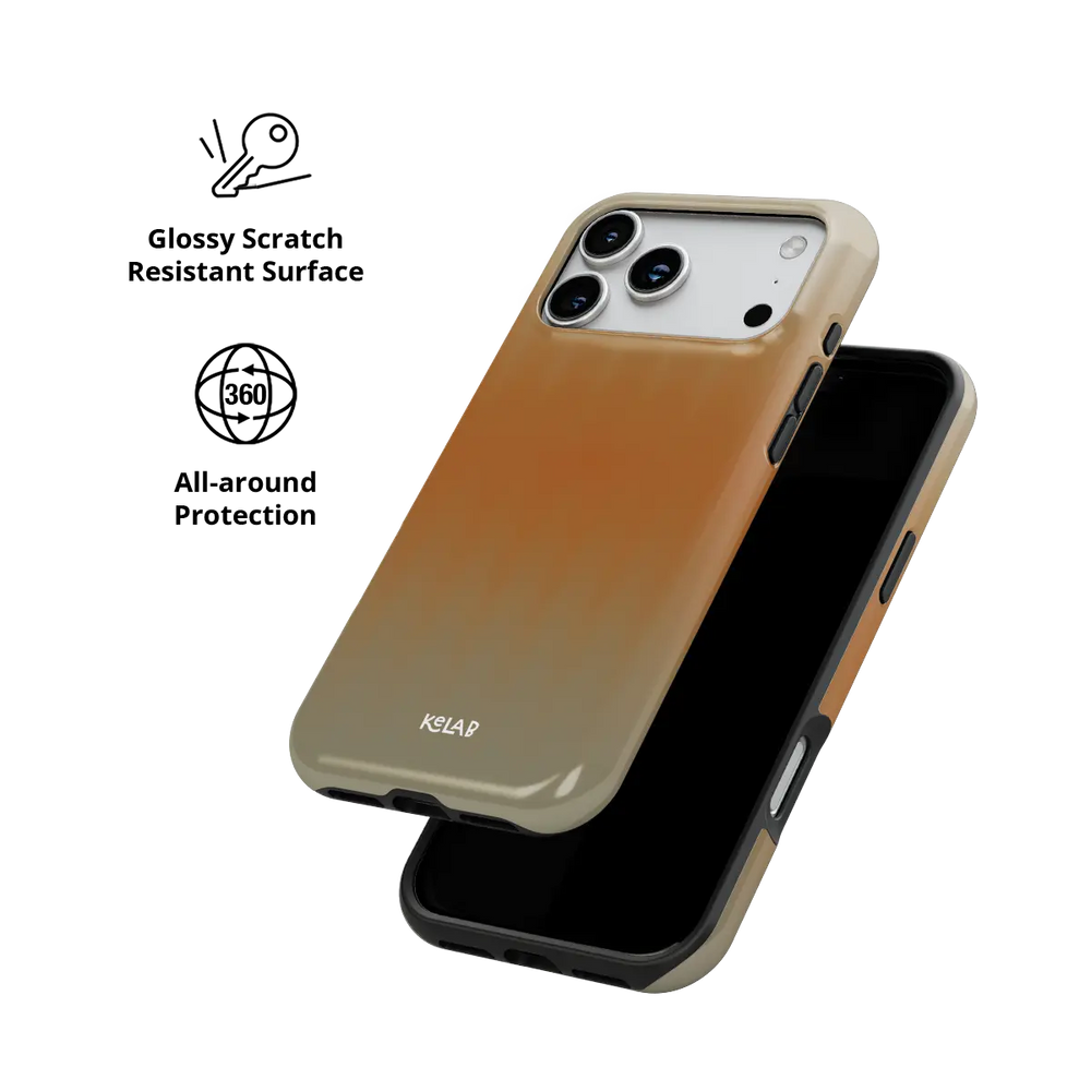 KELAB iphone case with gradient fluted glass pattern, raised lip for screen and camera protection