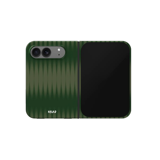 Olive Gradient Fluted Glass, Nature iPhone 18 Fold Case, unfolded front view