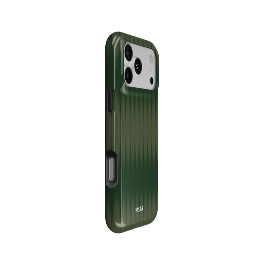 Green KELAB iphone case with gradient fluted glass pattern and shock-absorbing liner