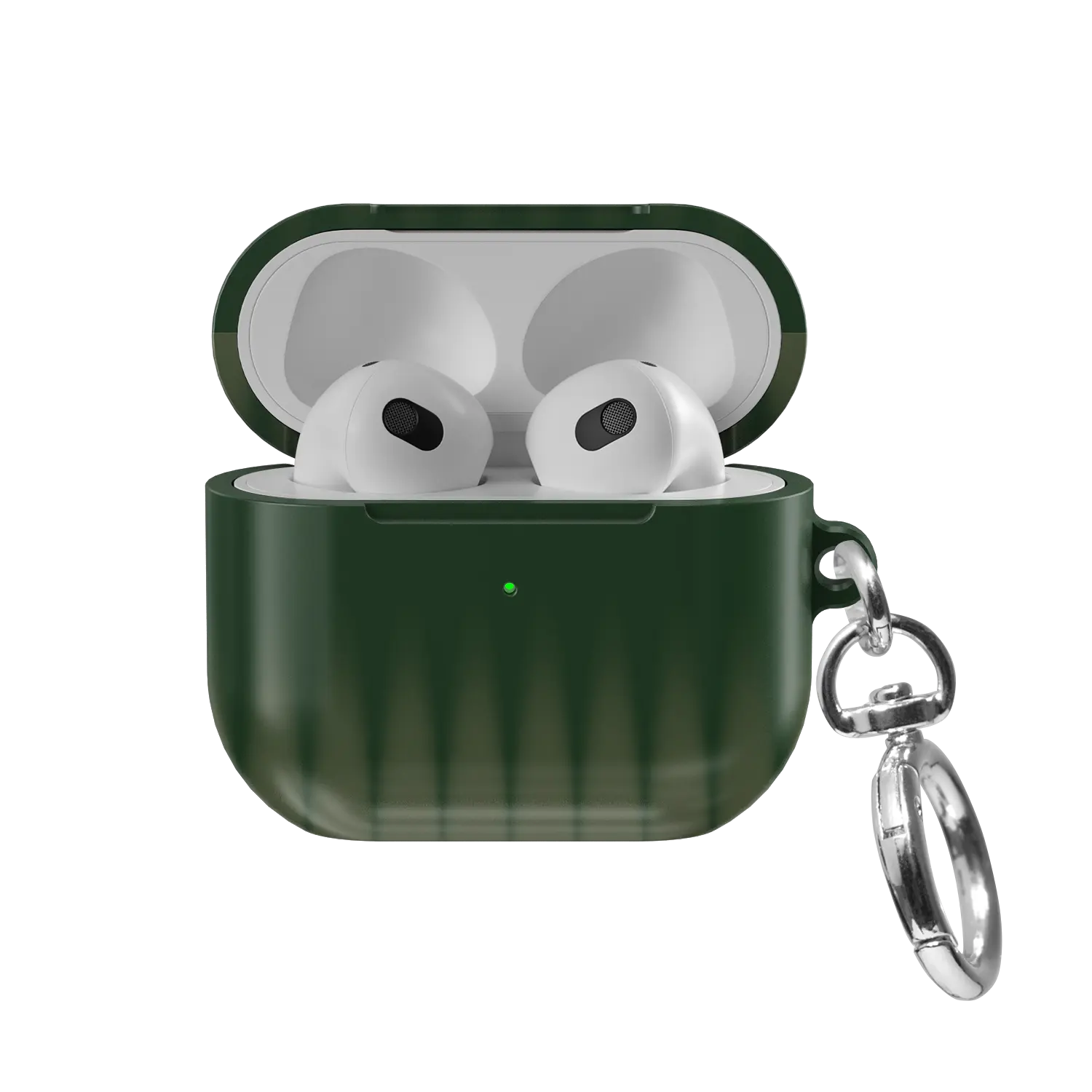 Forest Veil | Olive Fluted Glass Gradient Ombre AirPods Case - front view with open lid