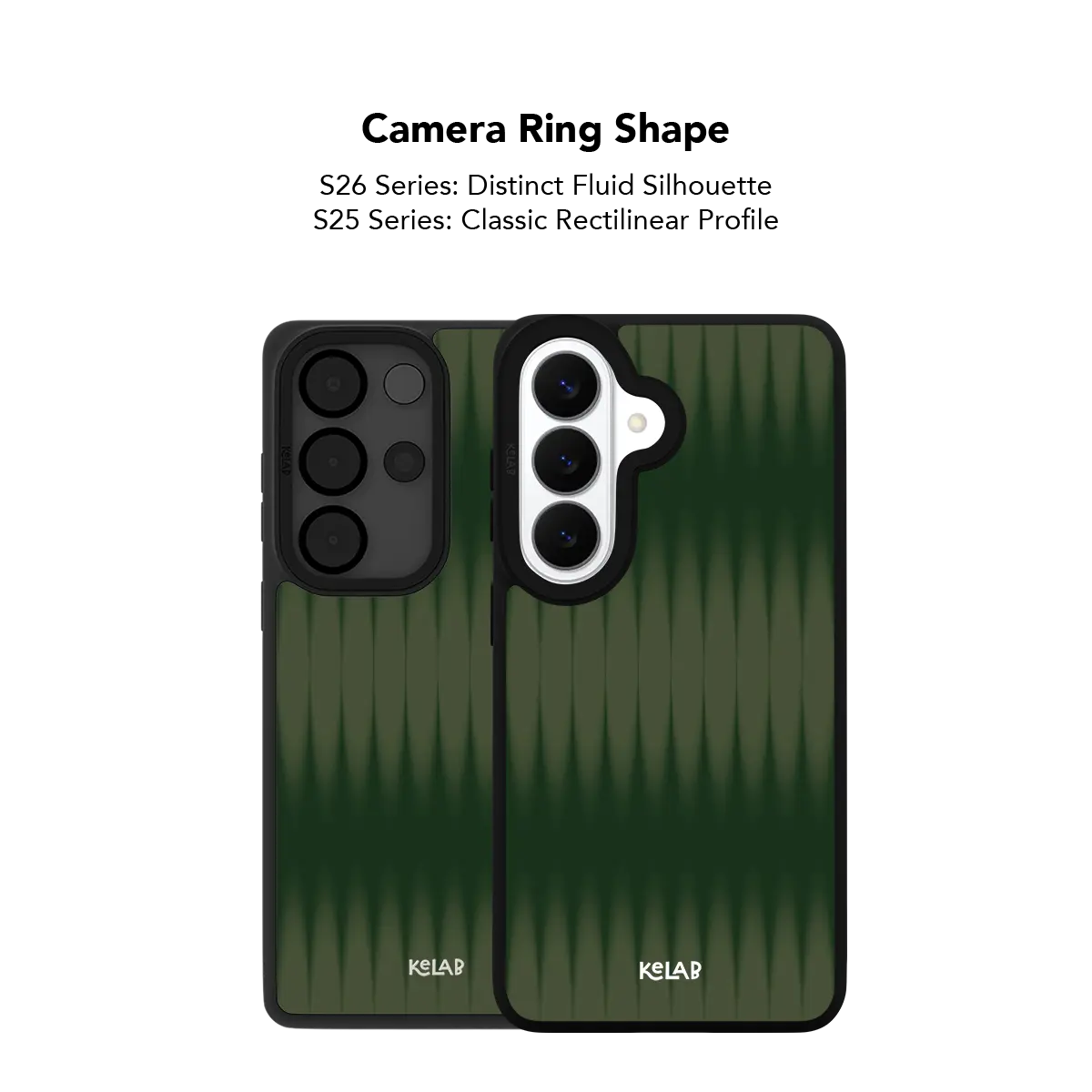 Close up of the camera ring cutout on the olive gradient fluted glass Samsung Galaxy case