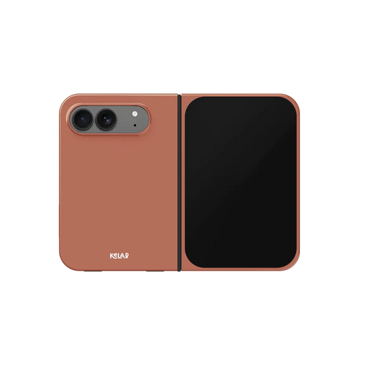 Nude Clay, Warm Earthy Tone iPhone 18 Fold Case, unfolded front view