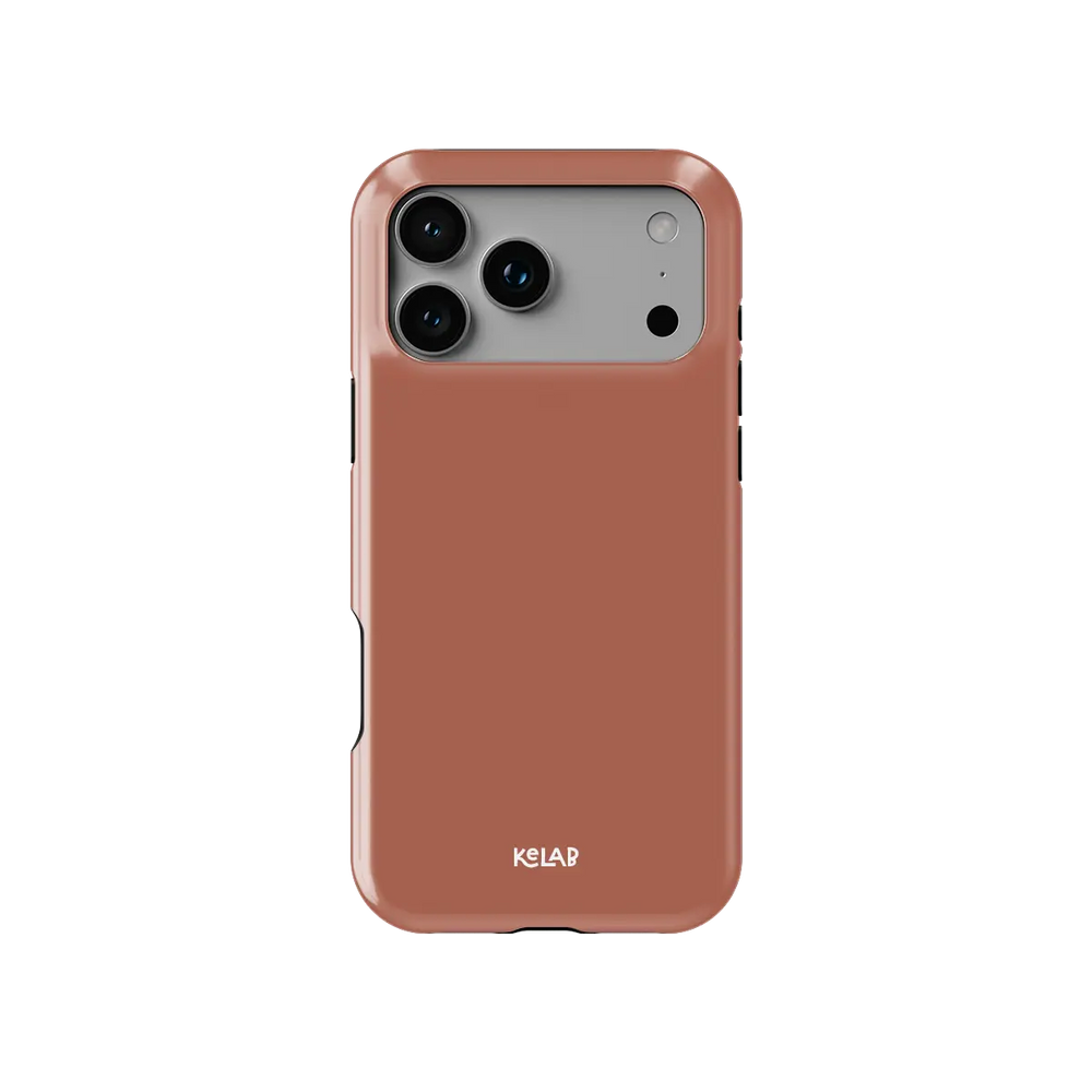 KELAB iPhone case solid color terracotta clay with raised camera lip for lens clearance