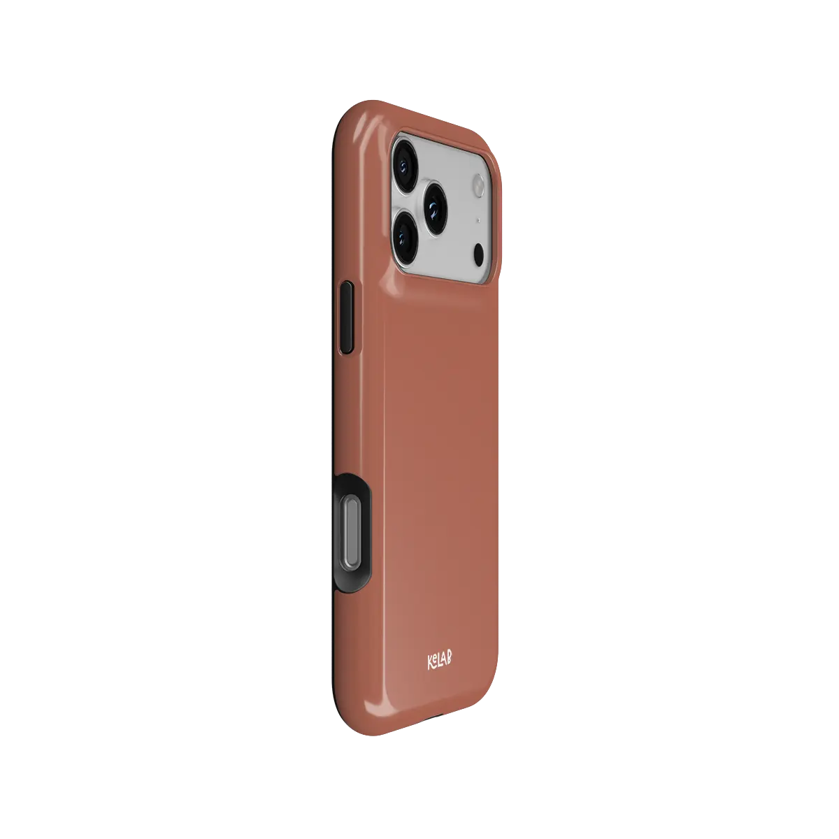KELAB solid color iphone case in terracotta clay glossy finish with shockproof silicone liner