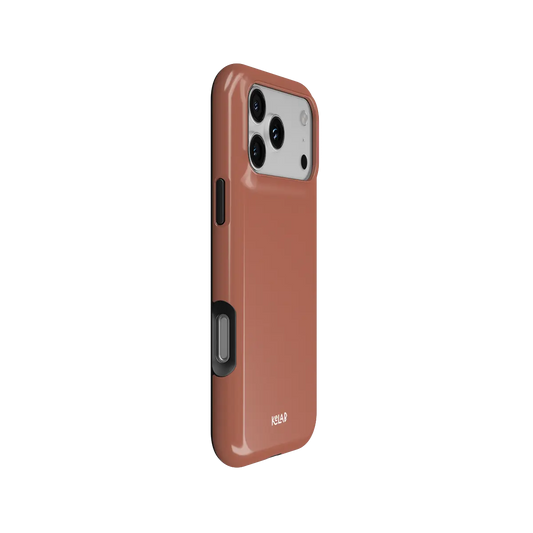KELAB solid color iphone case in terracotta clay glossy finish with shockproof silicone liner