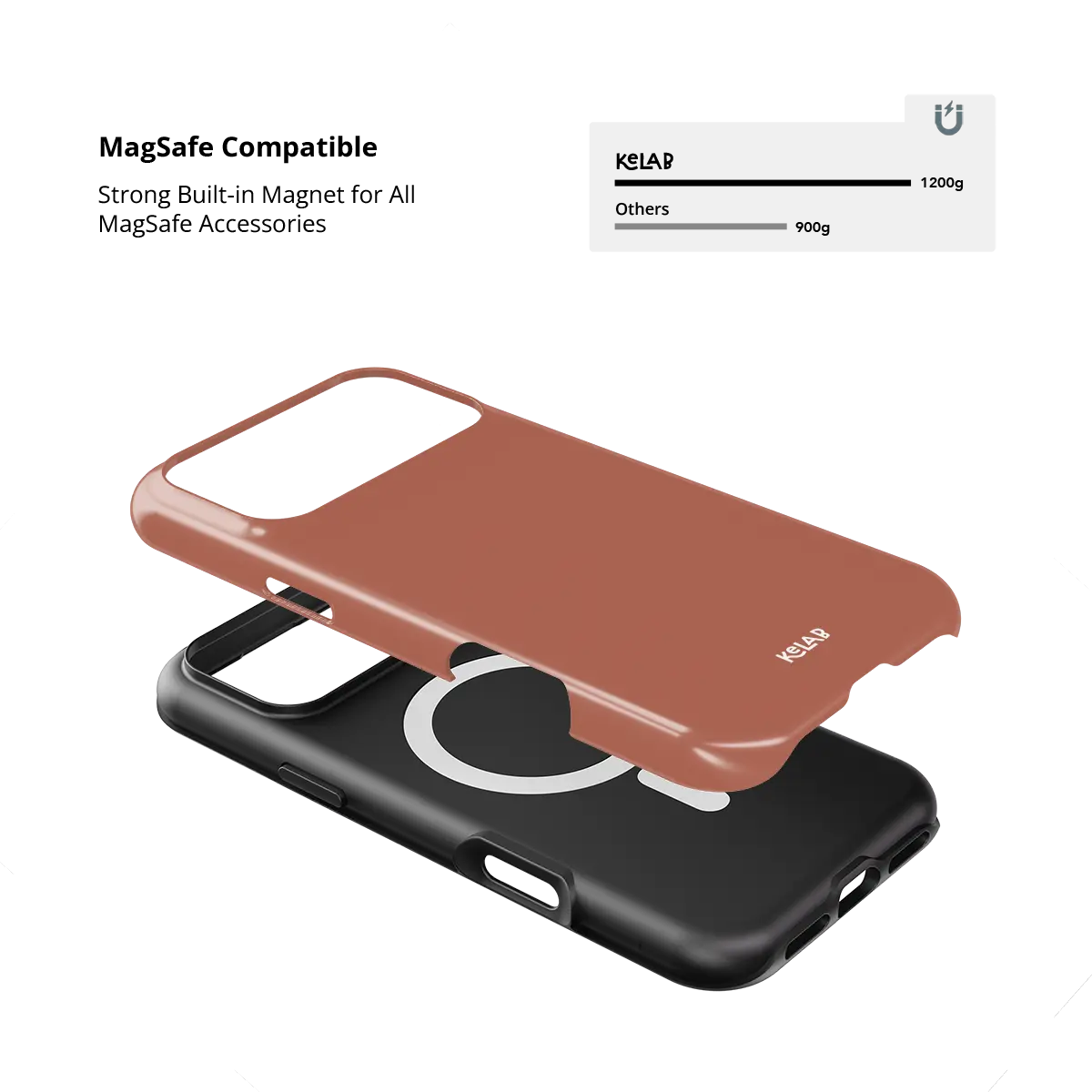 KELAB solid color iphone case with terracotta clay glossy finish, shockproof silicone liner